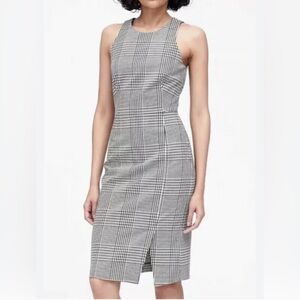 #775 Banana Republic Sleeveless Houndstooth Midi Sheath Dress Size 6